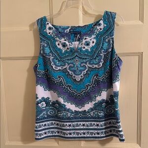 Talbots Blue Paisley Print Sleeveless Tank Top